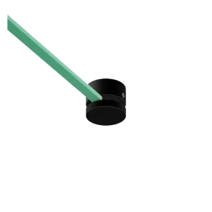 Darc — Un stylo turquoise verse un liquide noir dans un verre transparent en forme de cylindre, créant un effet visuel de remplissage fluide