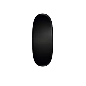 Darc — Un rétroviseur extérieur de voiture de forme ovale, noir mat avec un fin cadre métallique argenté, fixé sur un fond sombre.