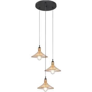 Darc — Trois appliques murales suspendues en métal blanc avec abat-jour en tissu beige, disposées en ligne verticale contre un fond noir.
