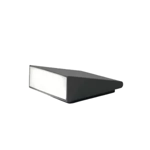 Darc — Un projecteur LED de forme rectangulaire et anguleuse, avec des bords légèrement arrondis et une surface lisse, éclairé par l'avant pour mettre