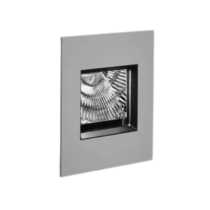 Darc — Un projecteur LED encastré dans un mur, de forme carrée, avec un diffuseur en spirale visible à l'intérieur, offrant un éclairage directionnel