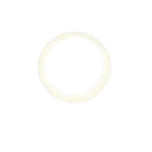 Darc — Un cercle blanc composé de pixels carrés sur un fond noir, évoquant un style rétro ou un design minimaliste.