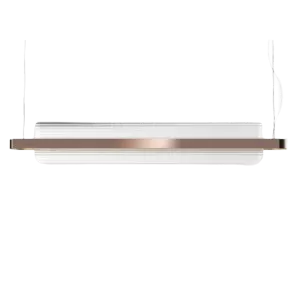 Darc — Un plafonnier encastré moderne fixé au plafond, composé d’un cadre blanc et d’une bande lumineuse dorée rectiligne, offrant une lumière douce e