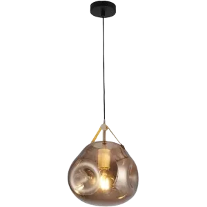 Darc — Applique murale suspendue en forme de sphère dorée translucide, émettant une lumière chaude et douce depuis son intérieur, fixée par un câble m