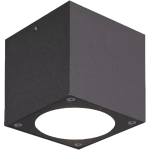 Darc — Un projecteur encastrable de forme carrée et noire, avec un bord dentelé et un cercle central pour l'émission de lumière, fixé sur une surface