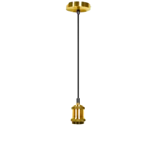 Darc — Applique murale suspendue avec un corps en métal chrome et une base carrée dorée, fixée au plafond par un support fin et élégant.