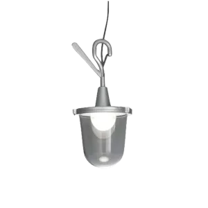 Darc — Applique murale en métal et verre transparent suspendue au plafond, émettant une lumière douce et uniforme, avec une structure géométrique épur