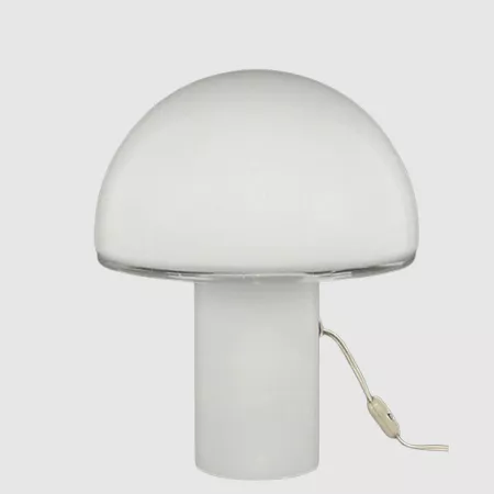 Darc — Luminaire en forme de champignon blanc translucide, avec une base large et un chapeau arrondi, alimenté par un cordon électrique beige