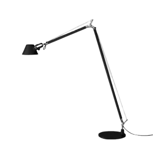 Darc — Lampe murale en métal de style industriel avec un bras articulé et une base circulaire noire, fixée contre un mur noir.