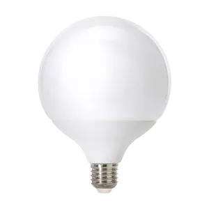 Darc — Ampoule LED de forme globulaire blanche, à vis standard, sur fond noir, évoquant un éclairage doux et moderne pour un intérieur élégant