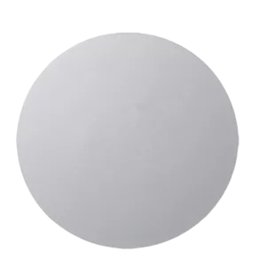 Darc — Un disque blanc légèrement texturé et pixelisé, entouré d’un fond noir, évoquant une forme circulaire épurée et moderne.