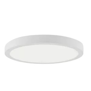 Darc — Plafonnier blanc en forme ovale avec bordure géométrique et éclairage LED uniforme, monté sur fond noir
