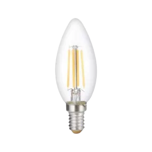 Darc — Ampoule LED de forme ovale avec un filament visible à l'intérieur, montée sur un culot E27 standard, fond noir pour mettre en valeur la lumière