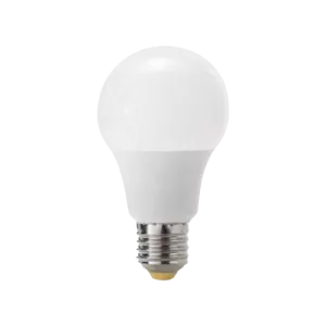 Darc — Ampoule LED blanche en forme d’ampoule classique, à visse E27, allumée avec une lumière douce et uniforme, fond noir contrasté