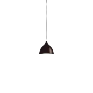 Darc — Une applique murale suspendue en forme de triangle géométrique, avec un corps noir mat et une base blanche, fixée par un câble métallique fin c