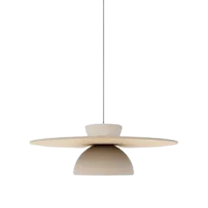 Darc — Applique murale suspendue en forme de croix, de couleur beige clair, avec un design épuré et des lignes géométriques douces, suspendue par un c
