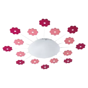 Darc — Un plafond lumineux circulaire composé de 16 modules carrés éclairés, disposés en forme de cercle autour d’un centre blanc. Chaque module repré