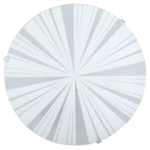 Darc — Disque circulaire en métal blanc aux reflets lumineux, composé de fines lamelles disposées en rayons convergents vers le centre