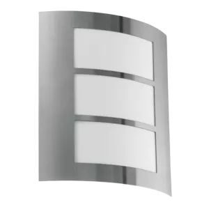 Darc — Applique murale moderne composée de trois panneaux en verre blanc légèrement bombés, encadrés par une structure métallique argentée et légèreme