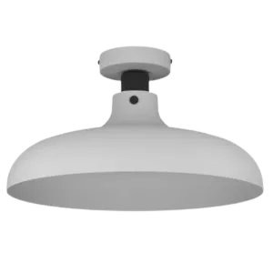 Darc — Applique murale blanche en forme de disque plat fixée au plafond avec un support métallique, surface lisse et design épuré