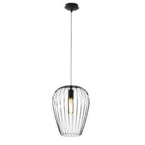 Darc — Applique murale suspendue en métal argenté strié avec une ampoule allumée, suspendue par un fil fin sur fond noir