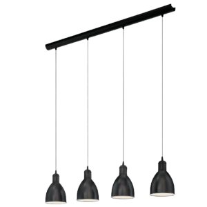 PRIDDY LUMINAIRE LED SUSPENDU EN ACIER NOIR BLANC 4 X 40W IP20. LUMINAIRE DARC ABIDJAN