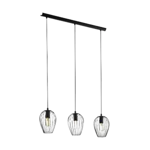 Darc — Applique murale composée de trois luminaires suspendus en chrome, chacun doté d’un abat-jour en verre translucide, fixée à un support métalliqu