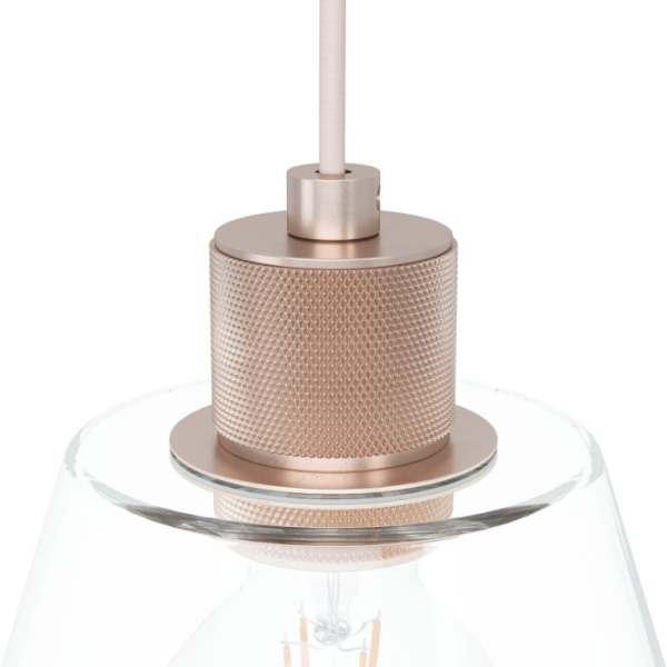 Suspension moderne COPLEY en verre et métal or rose 1xE27 – Image 3