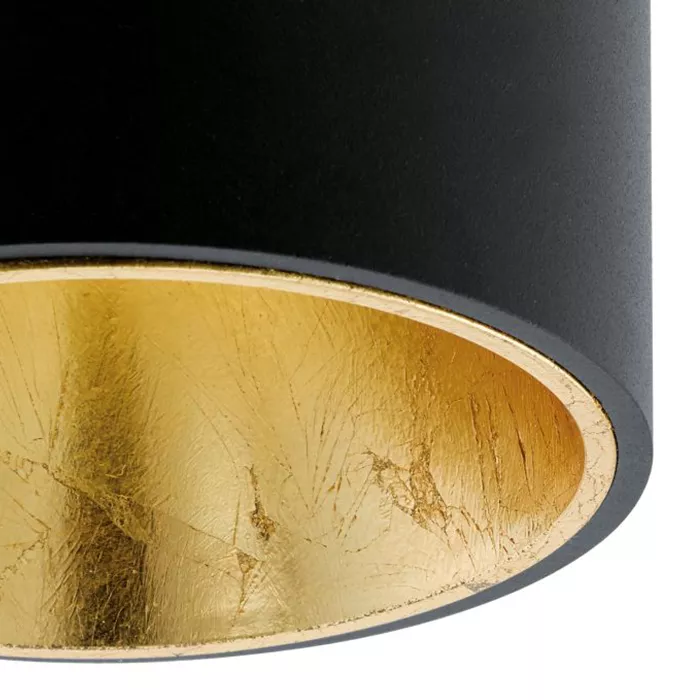 Darc — Applique murale suspendue avec un abat-jour circulaire noir et un intérieur doré brillant, évoquant une lumière douce et sophistiquée pour un e