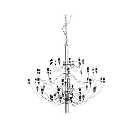 Darc — Une applique suspendue au design pixelisé, composée de multiples ampoules disposées en forme de cercle autour d'un support central métallique,