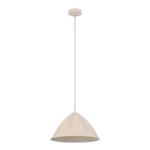 Darc — Applique murale suspendue en forme de pyramide inversée à base carrée, de couleur blanc crème, fixée par un bras métallique fin sur fond noir.