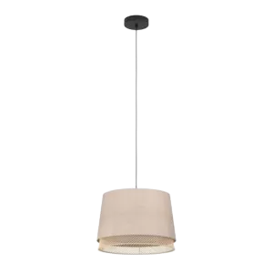 Darc — Applique murale suspendue en forme de cloche, fixée par un bras métallique blanc et un câble fin, éclairant une surface avec une lumière douce