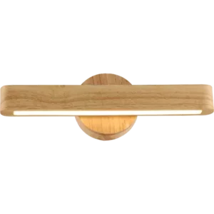 Darc — Applique murale en bois clair de forme rectangulaire et étroite, fixée au mur avec une lumière douce émanant de son intérieur.