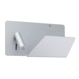 Darc — Deux appliques murales blanches en forme de cylindre, posées sur une surface noire, avec un angle ouvert montrant leur intérieur vide et leur d
