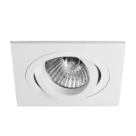 Darc — Un spot lumineux encastré dans un faux plafond, de forme ovale et blanc, avec un réflecteur strié et une ampoule LED visible au centre.