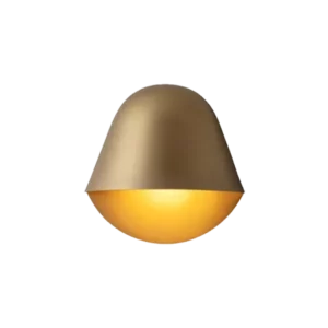Darc — Lampe en forme de champignon enoki doré avec une base lumineuse jaune clair, évoquant une ambiance cosy et moderne.