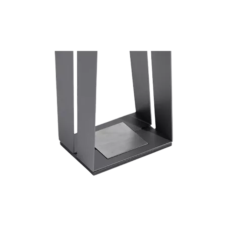 Darc — Une structure transparente en forme de U avec un plateau central métallique et des parois verticales, utilisée pour découper ou découper des ma