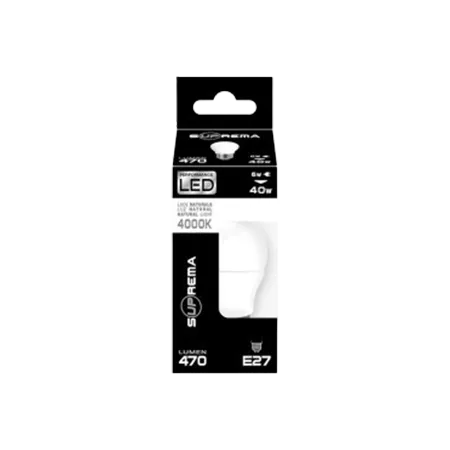 Darc — Emballage transparent d'une ampoule LED Suprema de 40 watts, température de couleur 4000 kelvins, blanc froid, compatible avec culot E27, indiq