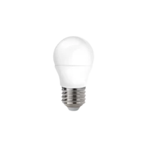 Darc — Ampoule LED blanche en forme globulaire avec culot E27, fond noir contrasté, aspect minimaliste et lumineux