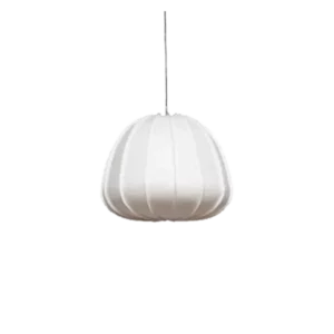 Darc — Applique murale suspendue en forme de poire blanche et lisse, fixée par un tube métallique, diffusant une lumière douce et élégante.