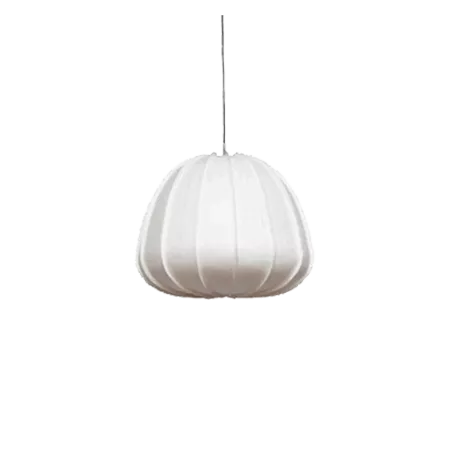 Darc — Applique murale suspendue en forme de poire blanche et lisse, fixée par un tube métallique, diffusant une lumière douce et élégante.