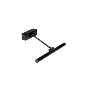 Darc — Une applique murale design en métal noir fixée au mur, composée d’un bras articulé et d’une rampe lumineuse linéaire avec des éclairages intégr