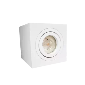 Darc — Un projecteur encastré blanc de forme carrée avec une lumière douce et diffuse au centre, idéal pour un éclairage d'ambiance dans une pièce.