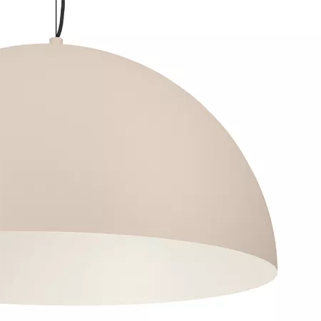 Darc — Applique murale suspendue en forme d'ovale beige clair, fixée par un câble noir, diffusant une lumière douce et élégante.