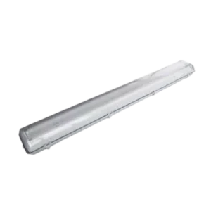 Darc — Un tube lumineux rectiligne en forme de cylindre transparent, de couleur blanche et légèrement bleutée, posé sur un fond noir. Ce type de tube