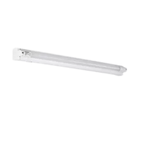 Darc — Un tube lumineux rectiligne en forme de néon, blanc et moderne, posé horizontalement sur un fond noir, avec des extrémités légèrement arrondies
