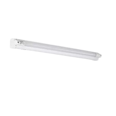 Darc — Un tube lumineux rectiligne en forme de néon, blanc et moderne, posé horizontalement sur un fond noir, avec des extrémités légèrement arrondies