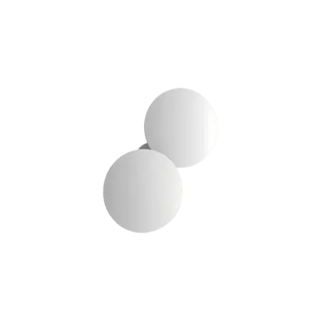 Darc — Deux formes circulaires blanches, légèrement pixelisées, placées côte à côte sur un fond entièrement noir, évoquant un style rétro ou numérique