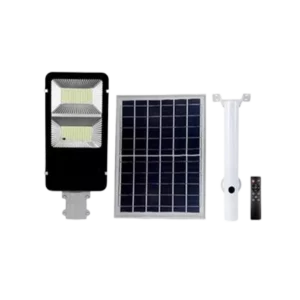 Darc — Un projecteur solaire LED monté sur un support métallique avec une plaque photovoltaïque intégrée pour une autonomie énergétique complète, idéa