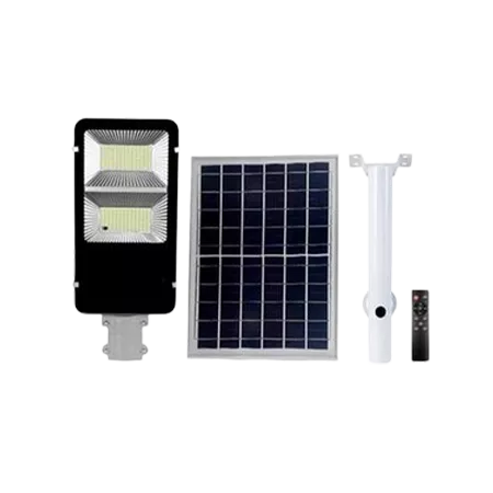 Darc — Un projecteur solaire LED monté sur un support métallique avec une plaque photovoltaïque intégrée pour une autonomie énergétique complète, idéa